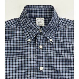 Brooks Brothers Regent Non Iron Size Small Blue Black White Trim Button Down